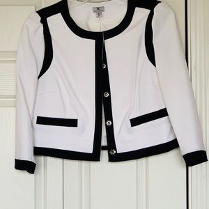 Black/White Waist-Length Dress Jacket